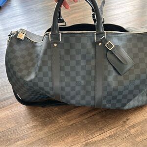 Louis Vuitton Dark Gray Checkered Duffel Bag